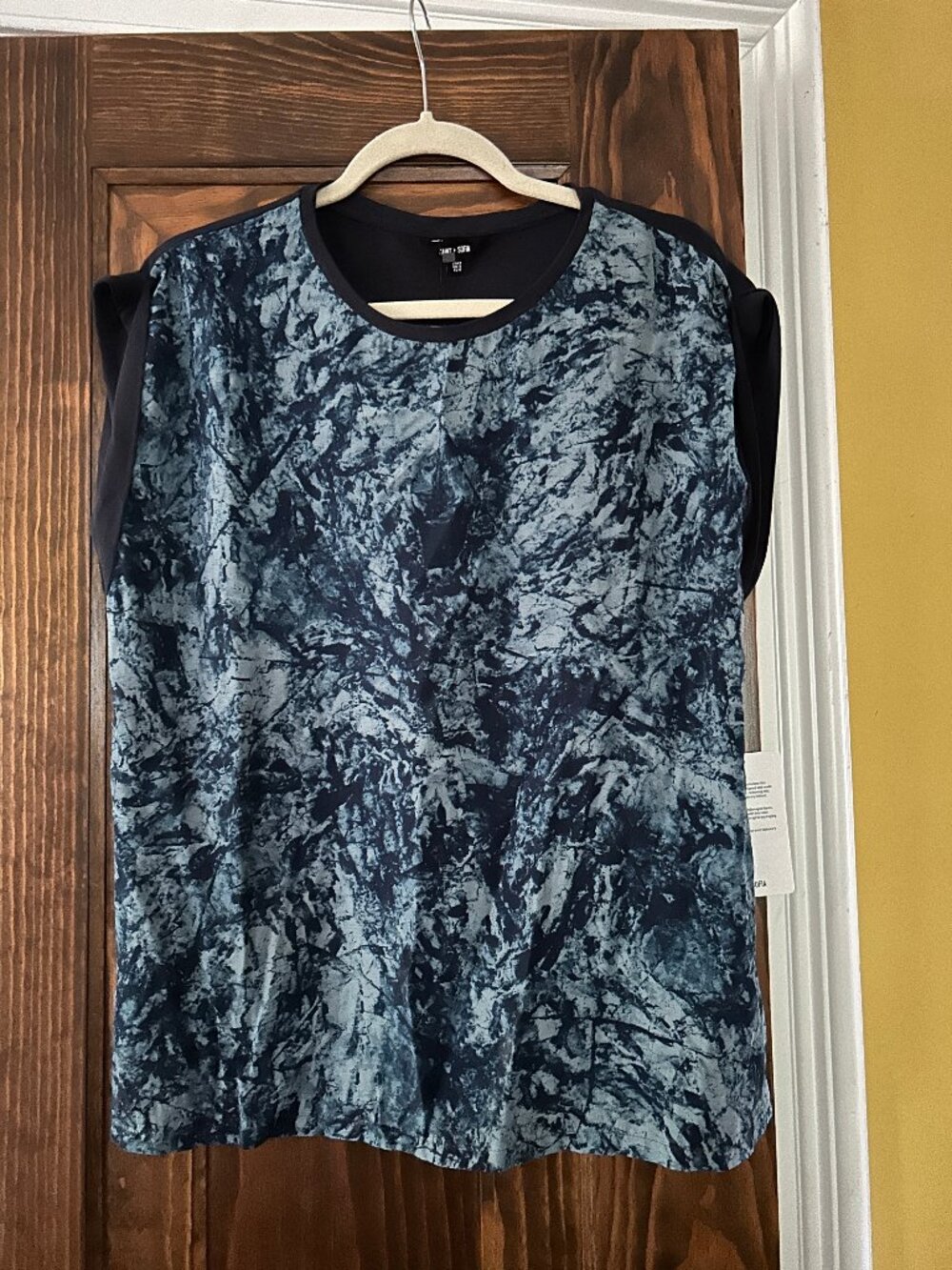 Saint & Sofia Turn up Contrast Tee - Blue Marble Size 8 NWT